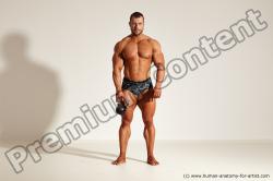 Underwear Gymnastic poses Man White Standing poses - ALL Muscular Short Brown Standing poses - simple Dynamic poses Academic